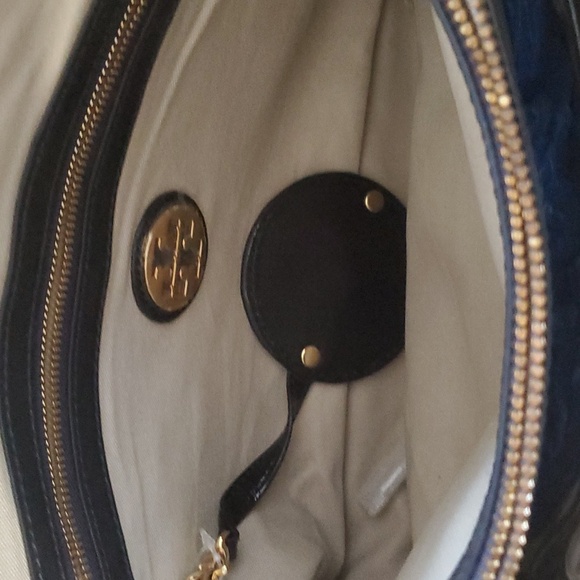 Vtg Tory burch black leather top handle shoulder bag - Picture 11 of 17